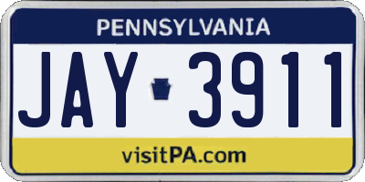 PA license plate JAY3911