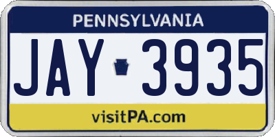 PA license plate JAY3935