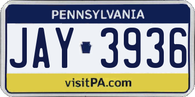 PA license plate JAY3936