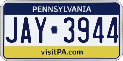 PA license plate JAY3944