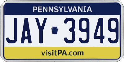 PA license plate JAY3949