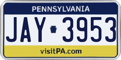 PA license plate JAY3953