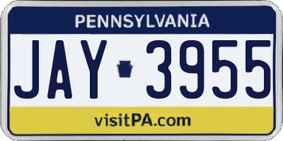PA license plate JAY3955