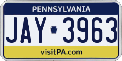 PA license plate JAY3963