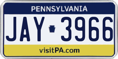 PA license plate JAY3966