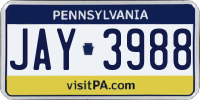 PA license plate JAY3988