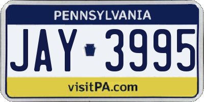 PA license plate JAY3995