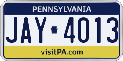 PA license plate JAY4013