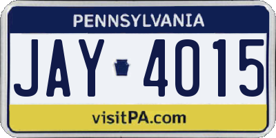 PA license plate JAY4015