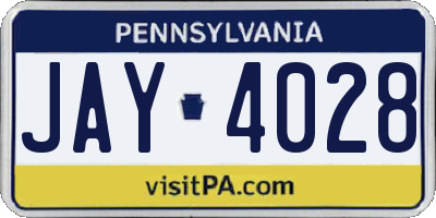 PA license plate JAY4028