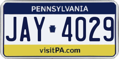 PA license plate JAY4029