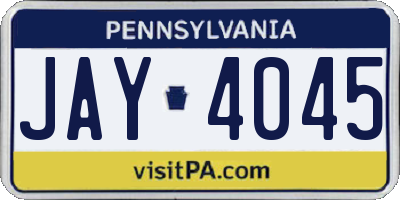 PA license plate JAY4045