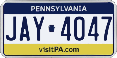 PA license plate JAY4047