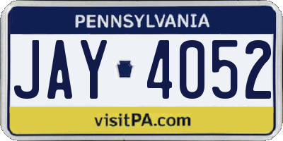 PA license plate JAY4052