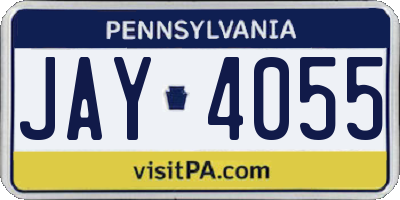 PA license plate JAY4055