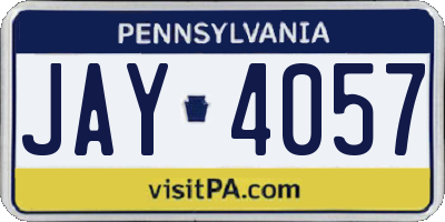 PA license plate JAY4057
