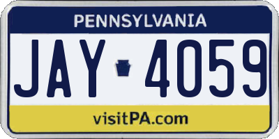PA license plate JAY4059