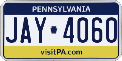 PA license plate JAY4060