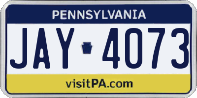 PA license plate JAY4073