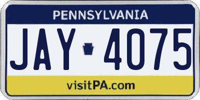 PA license plate JAY4075
