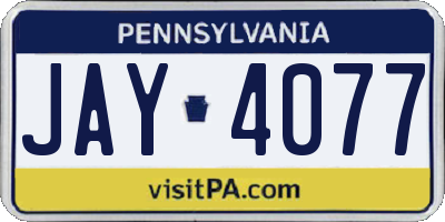 PA license plate JAY4077