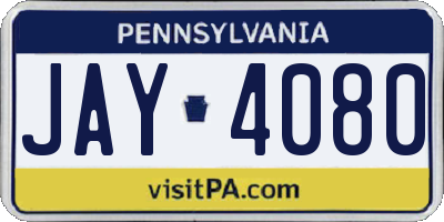 PA license plate JAY4080