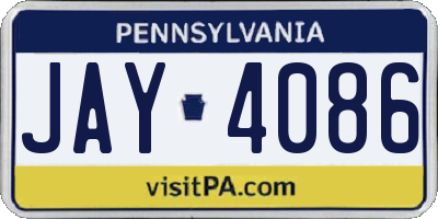 PA license plate JAY4086