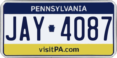PA license plate JAY4087