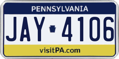 PA license plate JAY4106