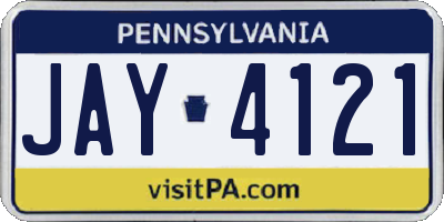 PA license plate JAY4121