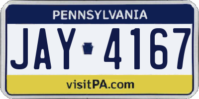 PA license plate JAY4167