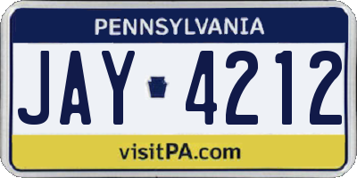 PA license plate JAY4212