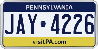 PA license plate JAY4226