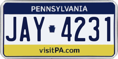 PA license plate JAY4231