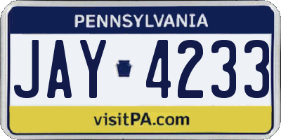 PA license plate JAY4233