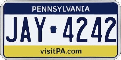 PA license plate JAY4242