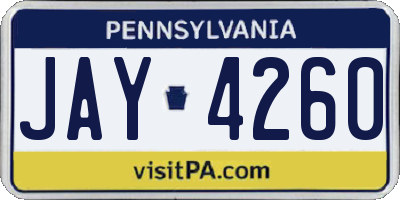 PA license plate JAY4260