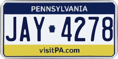 PA license plate JAY4278