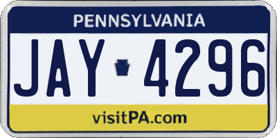 PA license plate JAY4296