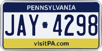 PA license plate JAY4298