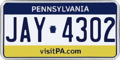 PA license plate JAY4302