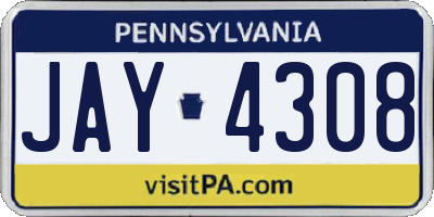 PA license plate JAY4308