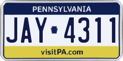 PA license plate JAY4311