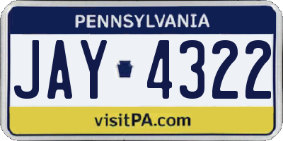 PA license plate JAY4322