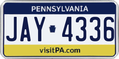 PA license plate JAY4336