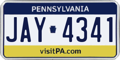 PA license plate JAY4341