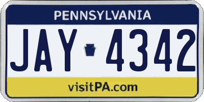 PA license plate JAY4342