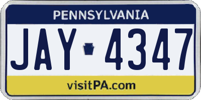 PA license plate JAY4347