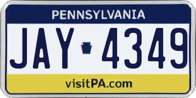 PA license plate JAY4349