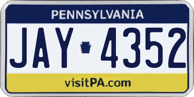 PA license plate JAY4352
